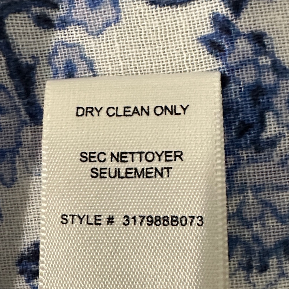 Rebecca Taylor Cotton Floral Blue White Smocked Ruffle Boho V-Neck Blouse Size 2 - Picture 10 of 10
